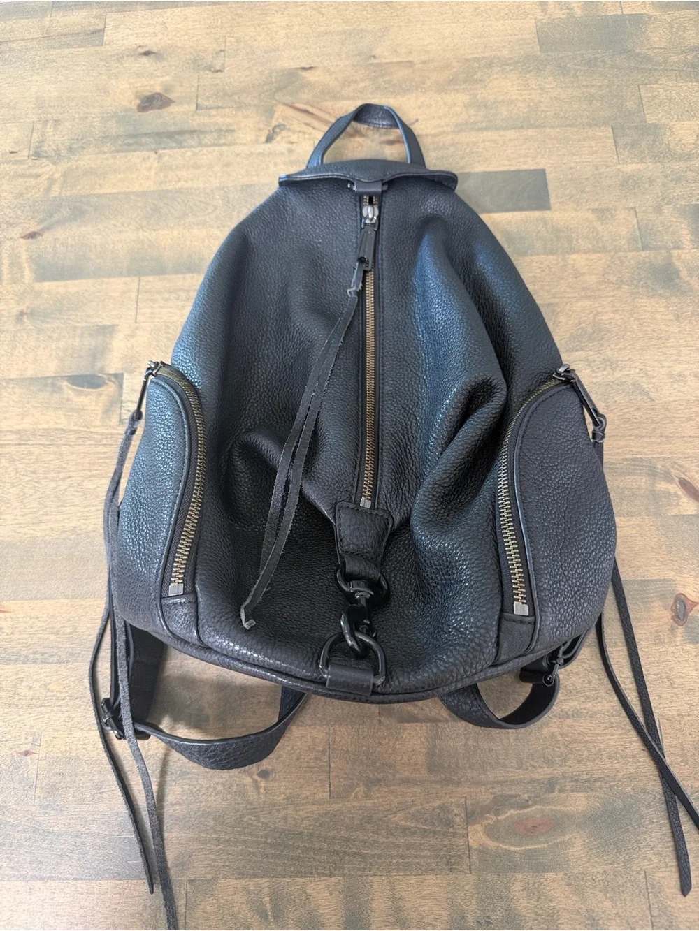 Rebecca Minkoff Black Julian Pebbled Leather Backpack